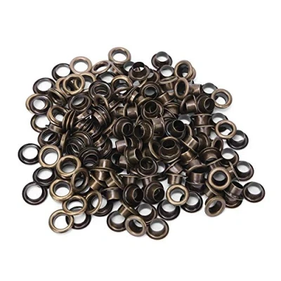 Image of Grommet Eyelets, 100Pcs 6mm Brass Eyelets with Gaskets for Leather Canvas Clothes(Bronze)