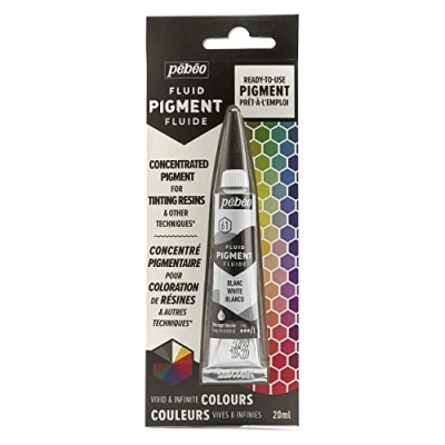 Image of Pebeo Fluid Liquid Pigment Concentrate Resin Mixable Colours Opaque or Transparent Effect Natural Origin White 20 ml,