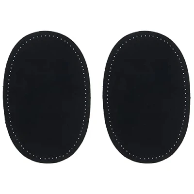 Image of ZUPAYIPA 2Pcs Sew On Fabric Oval Elbow Knee Patches Sweater Trousers Repair Craft Supply Sewing Appliques (Suede Fabric，Black)