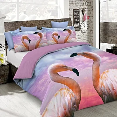 Image of Italian Bed Linen MB HOME ITALY, Goodnight Duvet Cover Set, Flamingo, Double