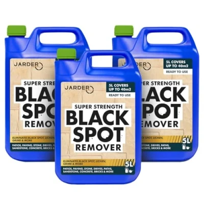 Image of Jarder Super Strength Black Spot Remover 3 x 5L Elimimates Spot, Lichen, Dirt, Grime, Mould and More Use on Concrete, Block Paving, Patio Slabs, Driveways