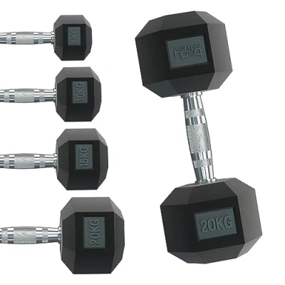 Image of Body Revolution Hex Dumbbell 2 kg PAIR Rubber Coated Hexagonal Cast Iron Weights with Ergonomic Knurled Handle Strength Training Equipment for Men and Women