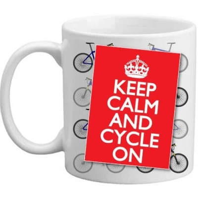 Image of Freelogix Keep Calm And Cycle On Novelty Cyclist Bicycle Lover Rider Double Sided Gift Mug
