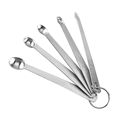 Image of HugeDE 5 Pcs Mini Stainless Steel Measuring Spoons Set for Cooking Baking Home Kitchen Tools