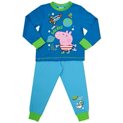 Image of Kids Essentials Boys George Pig Pyjamas Space Galaxy Character Nightwear (George Galaxy, 12 18 Months)