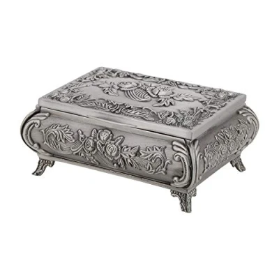 Image of Hilitand Wedding Ring Box Rose Flower Vintage Zinc Alloy for Necklace Earrings