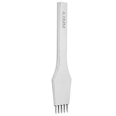 Image of Fafeicy Leather Prong, Steel Pointed Round Hole Punch, Row Chisel Punching Stitching Craft DIY Tool, 4mm/0.013in(5 teeth), Cutting And Percussion Tools