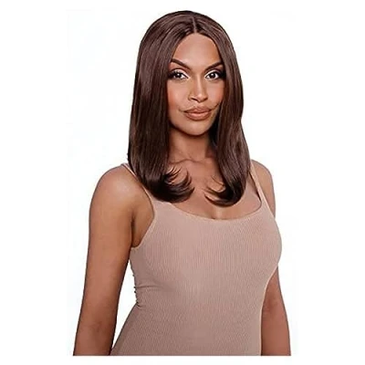 Image of THE RENEE CHESTNUT BROWN CURVED LOB LACE FRONT WIG