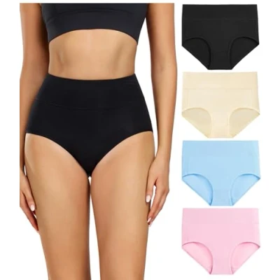 Image of wirarpa Ladies Knickers Cotton Full Briefs High Waisted Underwear Panties for Women Multipack Size L Multicoloured