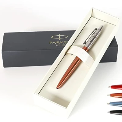 Image of Personalised Custom Parker Jotter Bond Street Pen + Gift Box Design A Truly Unique Present Laser Engraved Orange