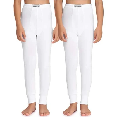 Image of Timone Boy&#039;s Long Johns TI30 128 ((2 Pack) White, 134)