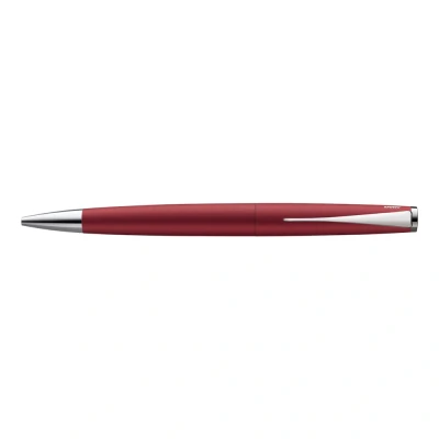 Image of Lamy studio royalred ballpoint pen in elegant stainless steel casing with propeller shaped clip incl. giant refill M 16 line width black