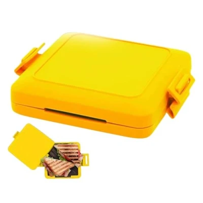 Image of 2024 New Microwave Toastie Sandwich Maker, Grilled Cheese Maker,Micro Munchy Maker with Adjustable Silicone Straps, No Electricity, Wireless (Yellow)