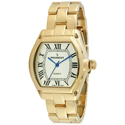 Image of Peugeot Women&#039;s Tank Roman Numeral Dress Bracelet Watch, Gold, L, Watches