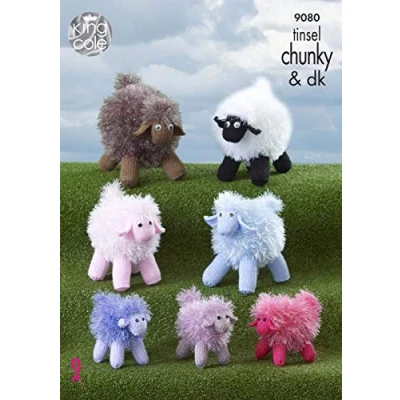 Image of King Cole 9080 Knitting Pattern Toy Sheep in Tinsel Chunky