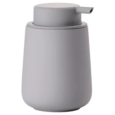 Image of Zone Denmark Nova One Bathroom Soap Dispenser, Ceramic Dispenser for Hand Soap/Liquid Soap, Diameter 8 cm, Height 11.5 Capacity 250 ml, Gull Grey
