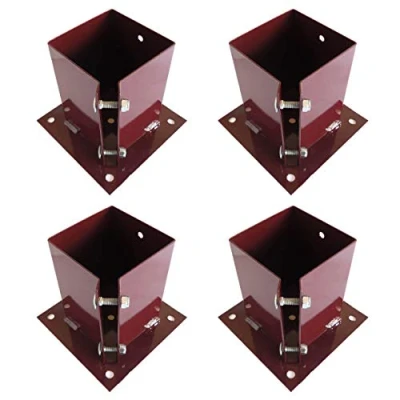 Image of Fence Post Support Bolt Down 4&quot; 100mm Garden Holder Like Metpost Grip Brown x 4