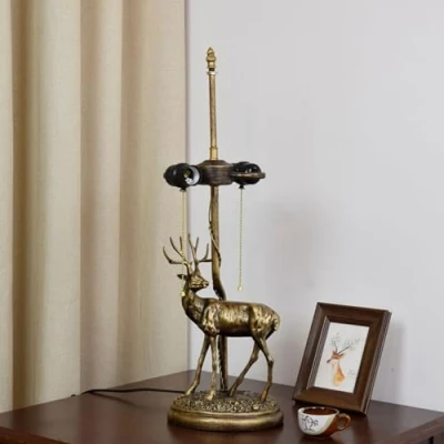 Image of BOTOWI Tiffany Style Table Lamp Base Replacement Only 23 Inch Height Resin Elk Fit for 16 Stained Glass Lampshades (No Shade)