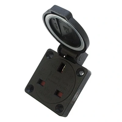 Image of PCE 13Amp Black Socket Outlet (British Standard) 2P+E 230V IP54 (1020 5S)