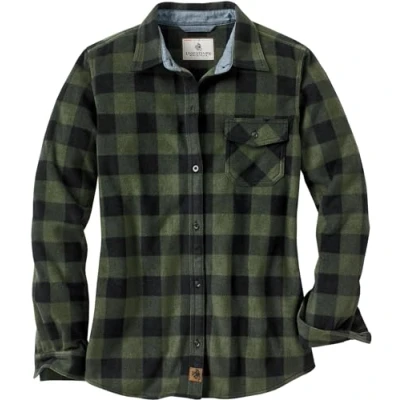 Image of Legendary Whitetails Women&#039;s Trail Guide Fleece Button Down Shirt, Night Forest Plaid, XL