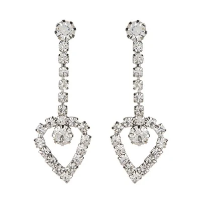 Image of Clip On Earrings Silver Plated With A Crystal Heart Bay