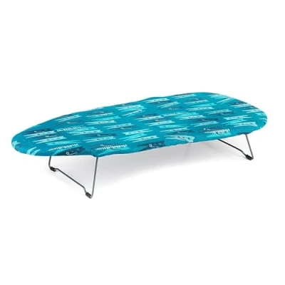 Image of Beldray LA023735PEG Table Top Ironing Board Space Saving Foldable Legs, Lightweight, 100% Cotton Cover, Portable &amp; Compact. For Caravans/Apartments/Smaller Households, 73 x 31 cm, Blue Peg Print