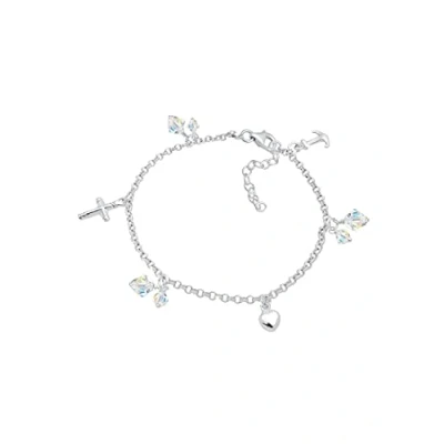 Image of Elli Bracelet Women Cross Heart Anchor Pendant with Crystals in 925 Sterling Silver
