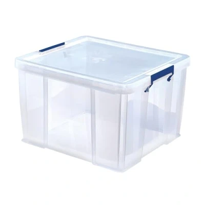 Image of BANKERS BOX 48L Plastic Storage Boxes with Lids. ProStore Super Strong Stackable (30 x 41 37 cm), Made in the UK, Clear