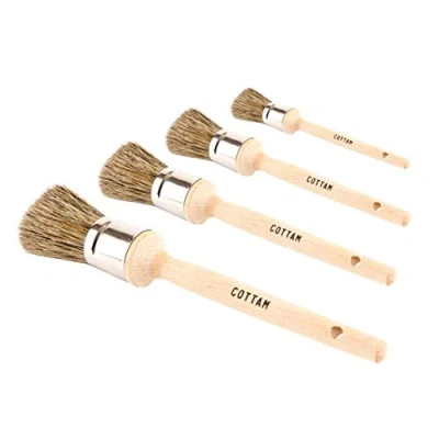 Image of COTTAM Chalk &amp; Wax Brush Set (Pack of 4) For Shabby Chic, Upcycling and Restoration Projects Natural