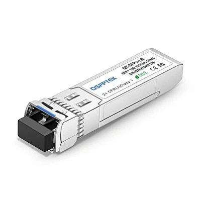 Image of QSFPTEK 10G LR SFP+ 10km Module, Mini Gbic 10GBASE DDM Single mode LC Transceiver Compatible for Intel E10GSFPLR, Netgear D Link Supermicro TP (1310nm, 10km, with DDM)