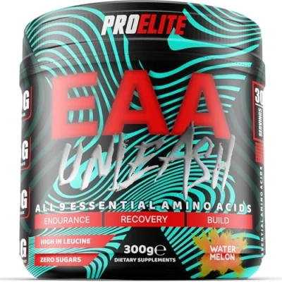 Image of EAA Amino Acids Supplement 300g, Vegan Essential Unflavoured Powder, Full Spectrum EAAs with BCAA Powder Muscle Growth &amp; Recovery Intra Workout Drink (300g, Watermelon)