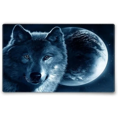 Image of Silent Monsters Mouse Mat Small 24 x 20 cm / 10 8 inches, Pad Design: Wolf, Stitched Edges, Mousemat for Office and Gaming, Mousepad Non Slip Rubber Base, Desk