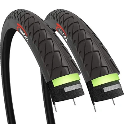 Image of Fincci Pair Bike Tyres 26x1.95 Inch 50 559 Slick with 3 mm Antipuncture Protection for Road Mountain MTB Hybrid Bicycle Cycle (Pack of 2)