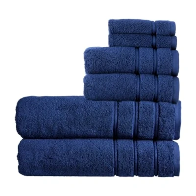 Image of Christy Antalya Bath Sheets Set 6 Piece 100% Turkish Cotton 600GSM Soft Plush Luxury Towel 2 Hand Towels Face Cloths Quick Dry Denim Blue