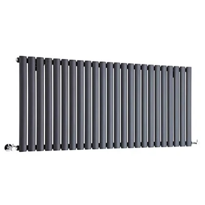 Image of Milano Aruba Anthracite Horizontal Single Oval Panel Radiator 635mm x 1416mm