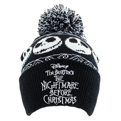 Image of The Nightmare Before Christmas Beanie Pom Basic Snow Cap, Multi Coloured, One Size