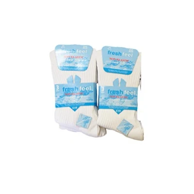 Image of 6pairs Mens Loose Grip Non Elastic Cotton Blend Ribbed Socks Office Diabetic UK Shoe Size 6 11 White