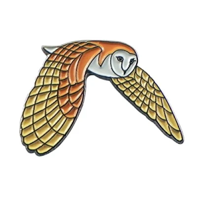 Image of Barn Owl Bird Metal Enamelled Pin Badge Lapel XJKB1 08