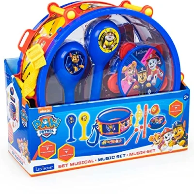 Image of Lexibook Paw Patrol K360PA 7 Comfortable Blue/Yellow Movie Chase Marshall, Toy, Set of Music Instruments (Drum, Maracas, Castanet, Harmonica, Recorder, Trumpet, Tambourine), Convenient Game to Carry