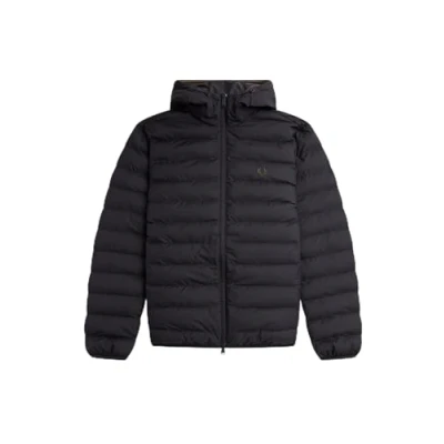 Image of Fred Perry Mens Hooded Insulated Jacket Coat in Black Extra Large