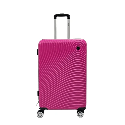 Image of Infinity Leather Unisex Hard Shell Cabin Suitcase 8 Wheel Luggage Case Travel Bag Fuschia Size Large
