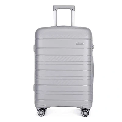 Image of Kono Lightweight Polypropylene 55cm Cabin Suitcase TSA Lock 20&quot; Carry On Hand Luggage with 4 Spinner Wheels 40L (Grey)