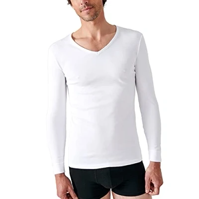 Image of Damart Men&#039;s TEE Shirt Manches Longues COL V T, White, M