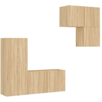 Image of vidaXL 4 Piece TV Wall Units Sonoma Oak Engineered Wood