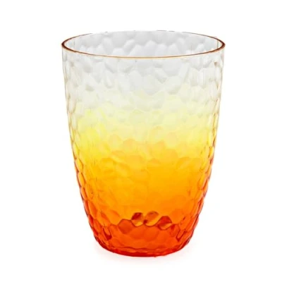 Image of Carousel Home Orange Ombre Embossed Plastic Tumbler Glasses Reusable Drinking Clear Drinkware Outdoor Drinks 400ml