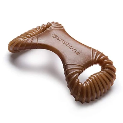 Image of Benebone Indestructible Dental Dog Chew Toy For Aggressive Chewers, Long Lasting Tough Boredom Breaker Dogs, Real Peanut Flavour, Medium Made in the USA.