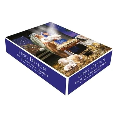 Image of Box of 24 Assorted Christmas Cards Religious Xmas Card Boxes LXBV0004