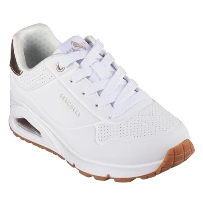 Image of Skechers Unisex Kids Uno Gen1 Shimmer Away Slip On, White, 3.5 UK