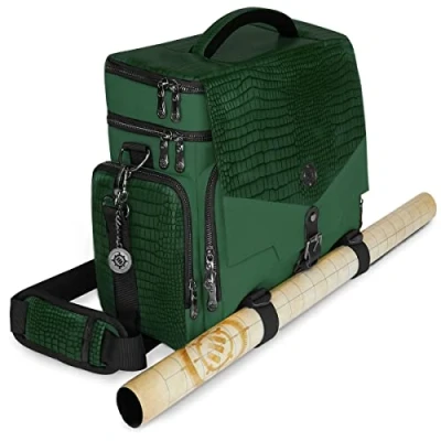 Image of ENHANCE Travel Bag for DND Collector&#039;s Edition, Compatible with Dungeons and Dragons, Battle Mat Holder, Dice Pockets Accessories, Carry 4 8 Books (Green Dragon)