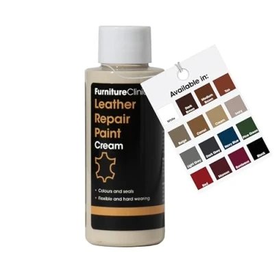 Image of Furniture Clinic Leather Repair Paint &amp; Dye Self Seal Colourant for Quick and Easy Suitable Sofas, Car Seat, Shoes, Handbag, More Cream, 50ml